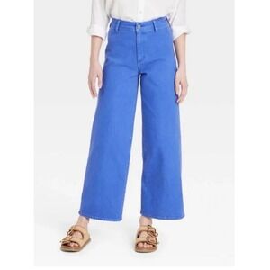 Universal Thread Womens High-Rise Wide Leg Jeans Cobalt Blue Ankle Denim Pants